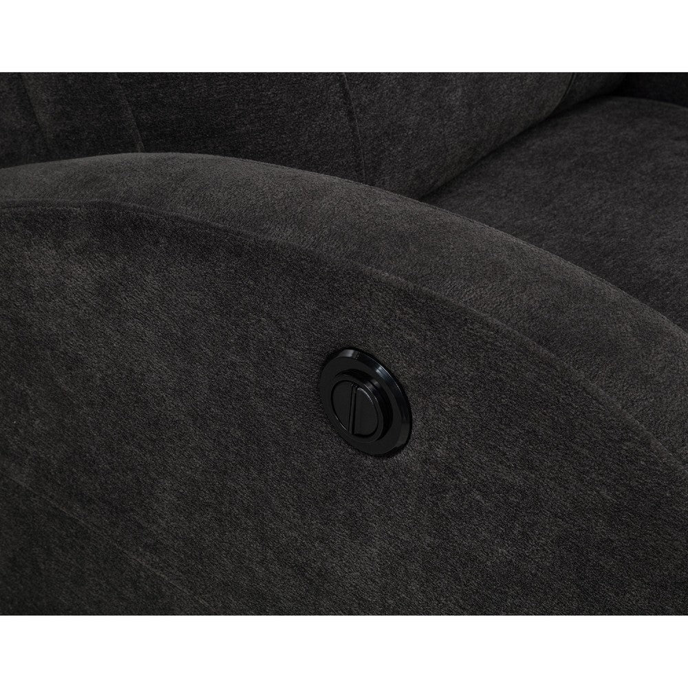 Benjara Nami Power Recliner Chair, Curved Arms, Foam Fill Charcoal Gray Upholstery