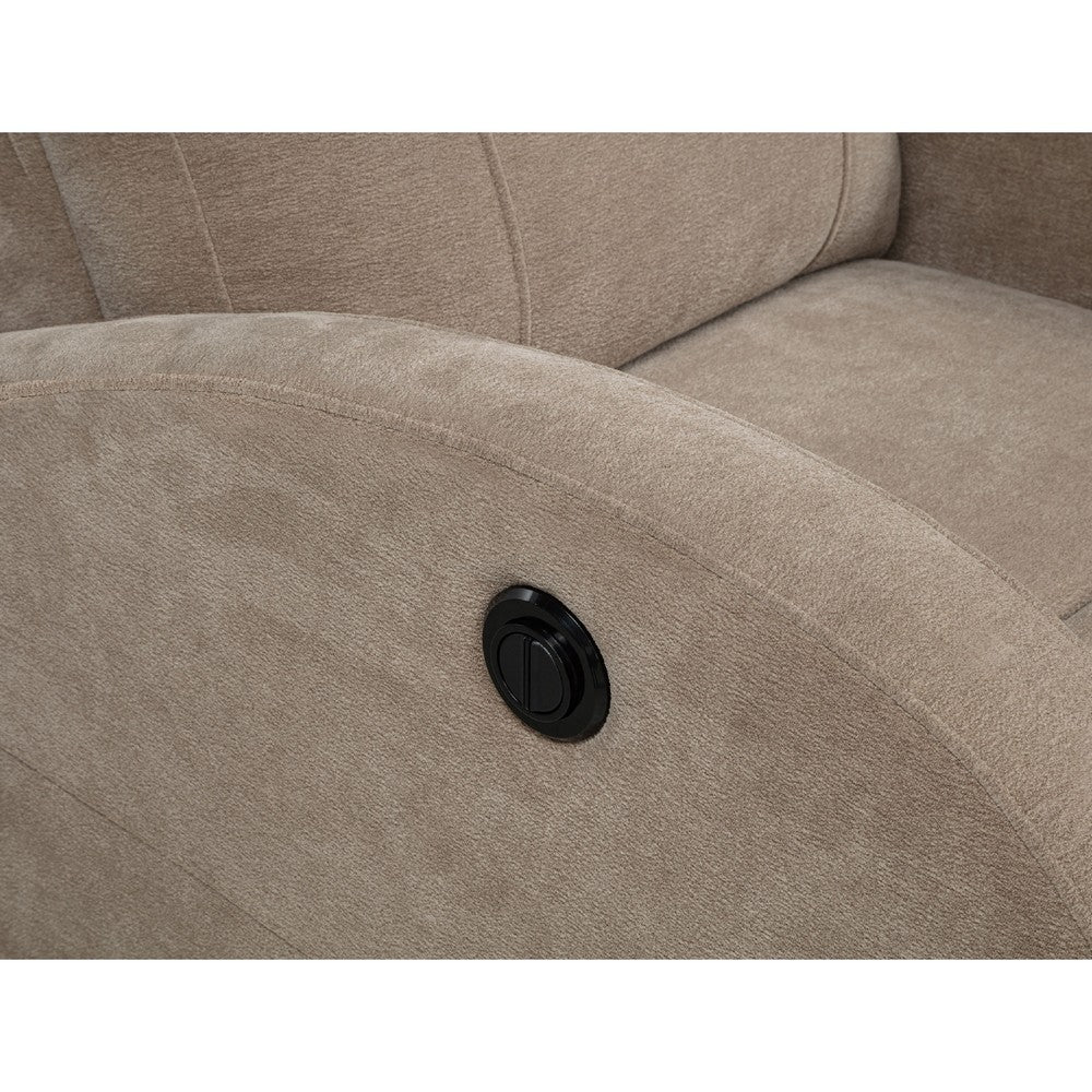 Benjara Nami Power Recliner Chair, Curved Arms, Foam Fill Camel Brown Upholstery