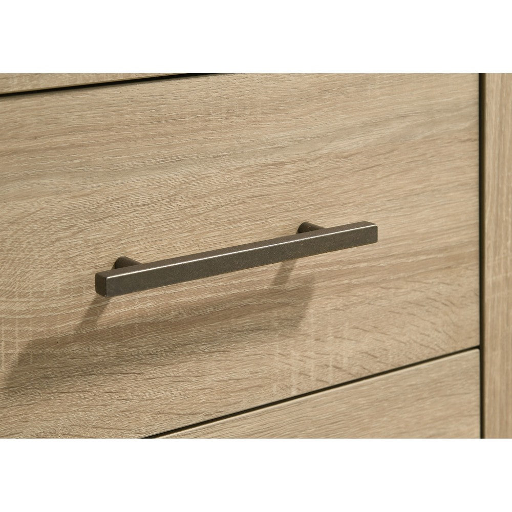 Benjara Poxy Nightstand, 2 Drawers And Hidden Casters, Oak Brown, 25 Inch