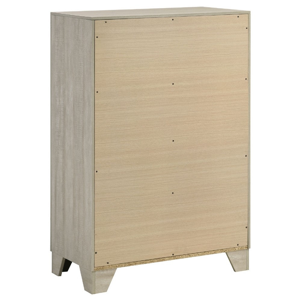 Benjara Qanto Tall Dresser Chest, 4 Drawers, Nickel Metal, Rustic Cream Wood