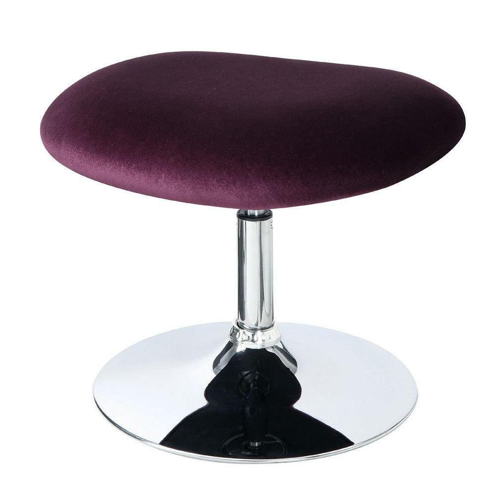 Benzara Fabric Curved Design Chair with Ottoman And Tubular Base, Set of 2, Purple