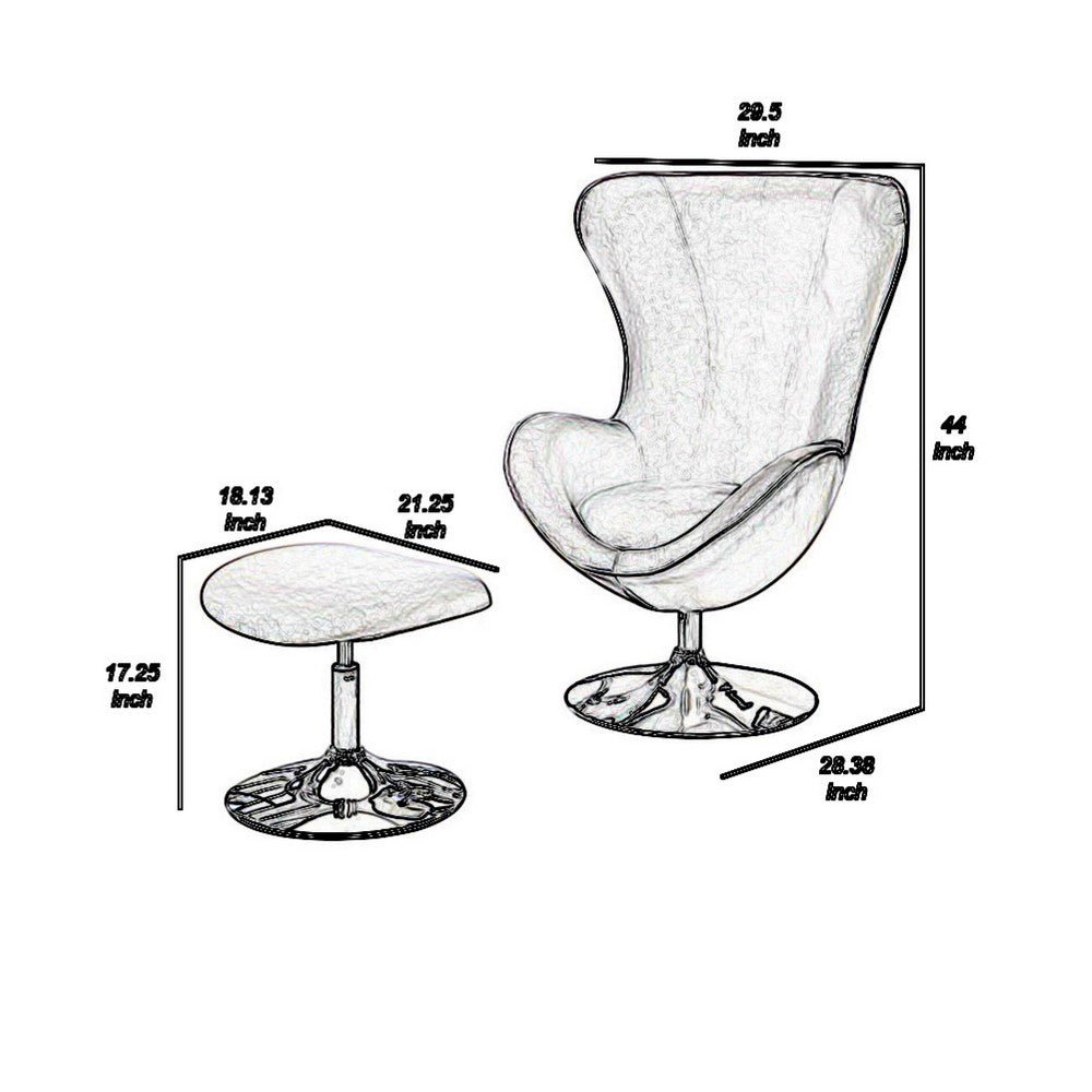 Benzara Fabric Curved Design Chair with Ottoman And Tubular Base, Set of 2, Purple
