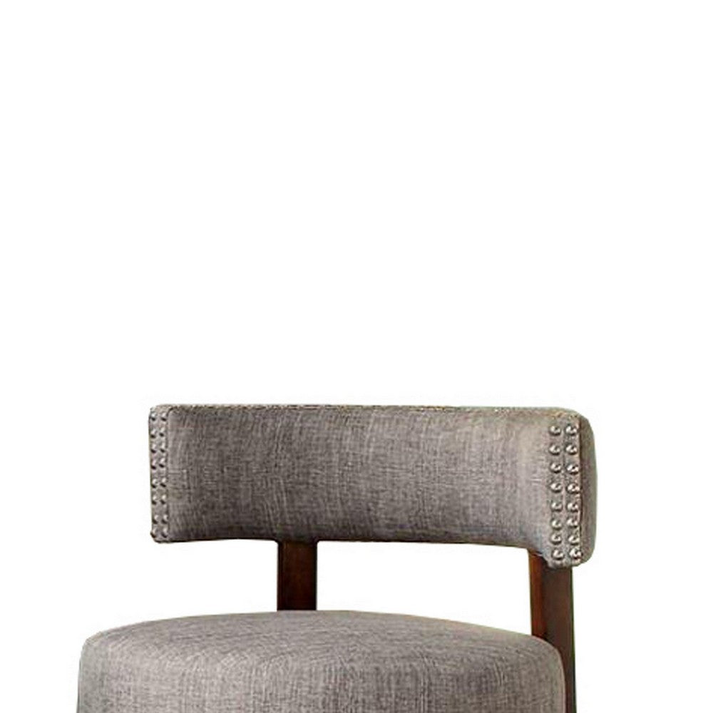 Benzara Lynsey Contemporary 29"Barstool With linen Cushion, Light Gray Finish, Set of 2