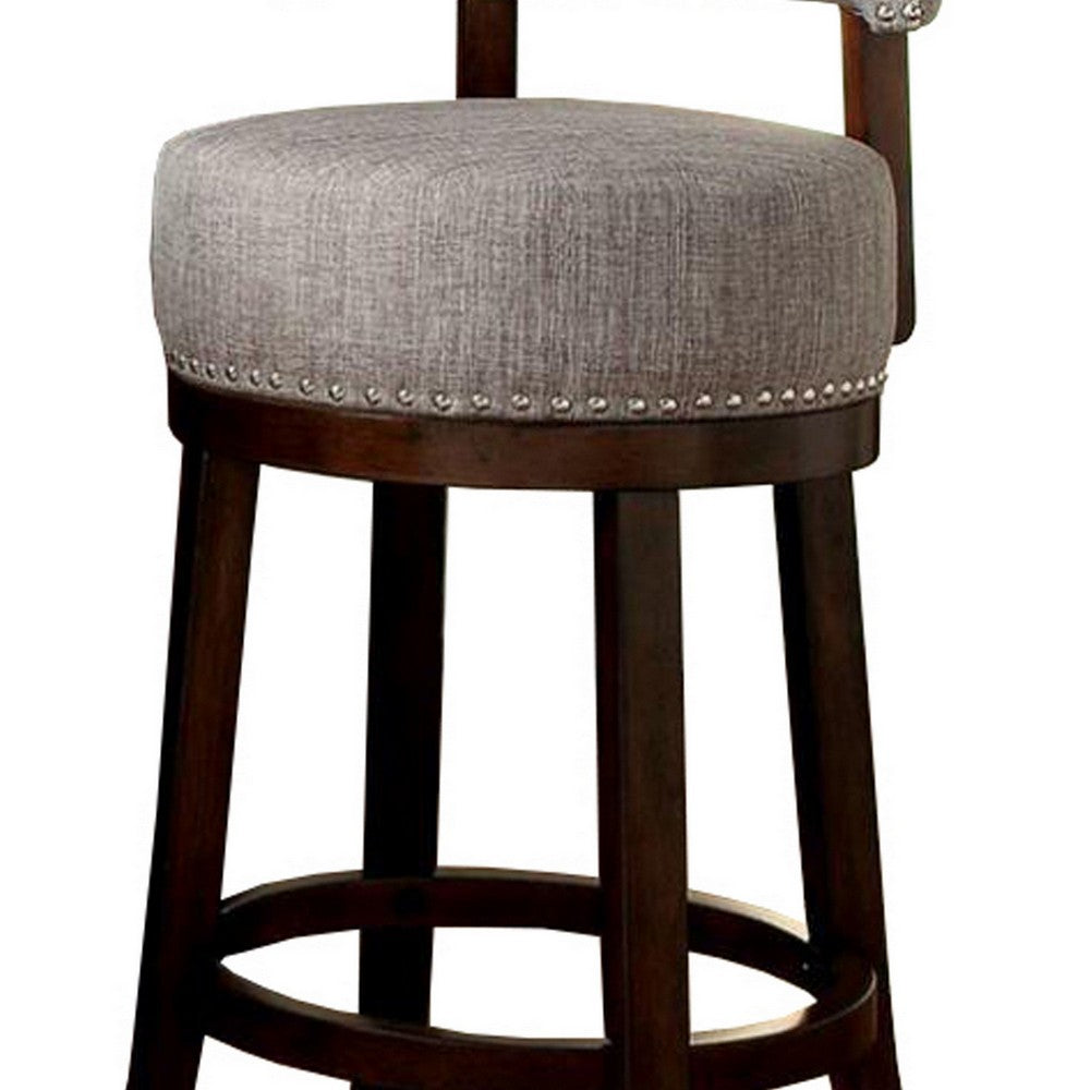 Benzara Lynsey Contemporary 29"Barstool With linen Cushion, Light Gray Finish, Set of 2