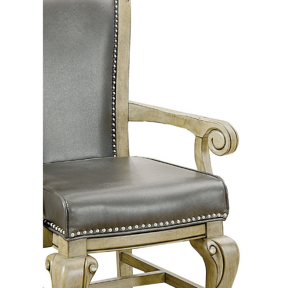Benzara Winsome Contemporary Arm Chair With Caster Gray And Brown Pack of 2
