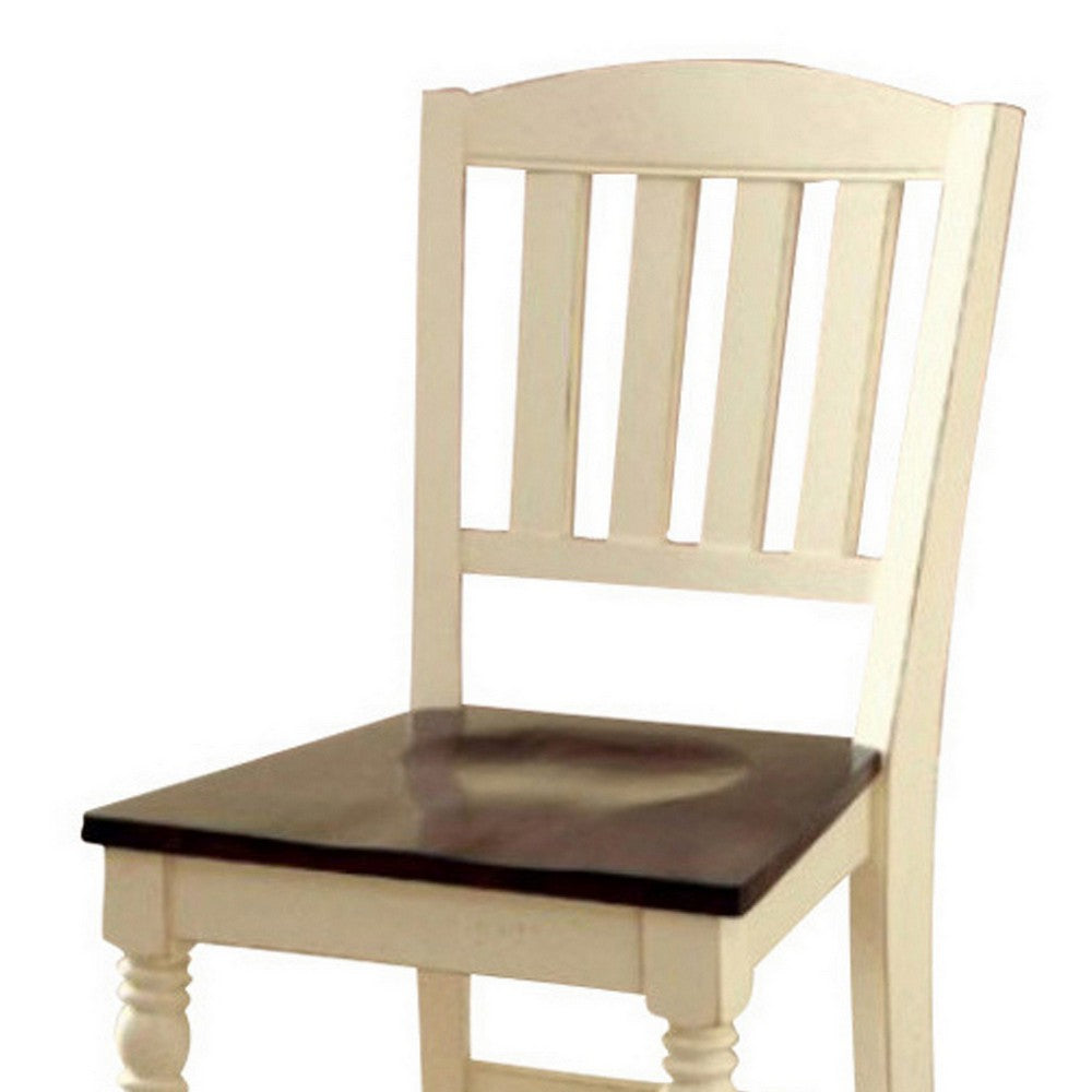 Benzara Harrisburg II Cottage Counter Height Chair, White & Dark Oak Finish, Set of 2