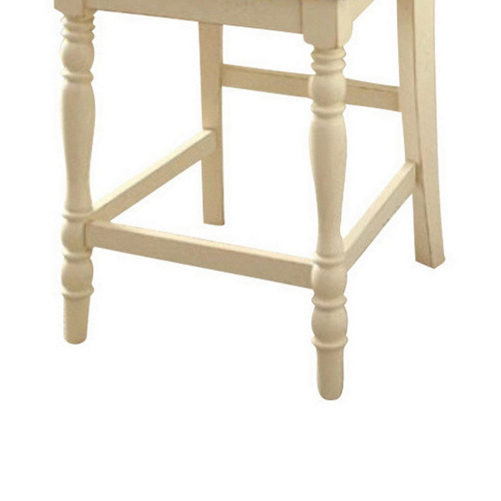 Benzara Harrisburg II Cottage Counter Height Chair, White & Dark Oak Finish, Set of 2
