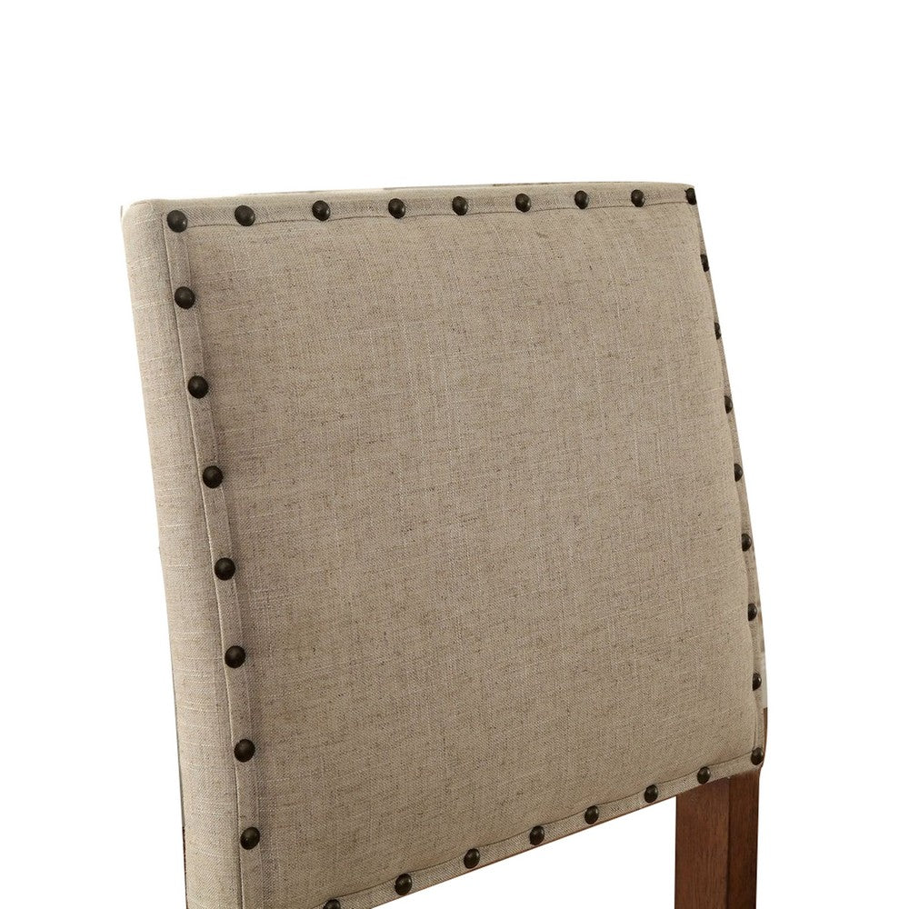 Benzara Sania Rustic Counter Height Chair In Ivory Linen, Set of 2