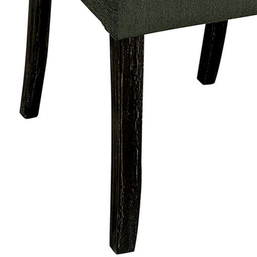 Benzara Button Tufted Wooden Fabric Upholstered Side Chair, Gray, Pack Of Two