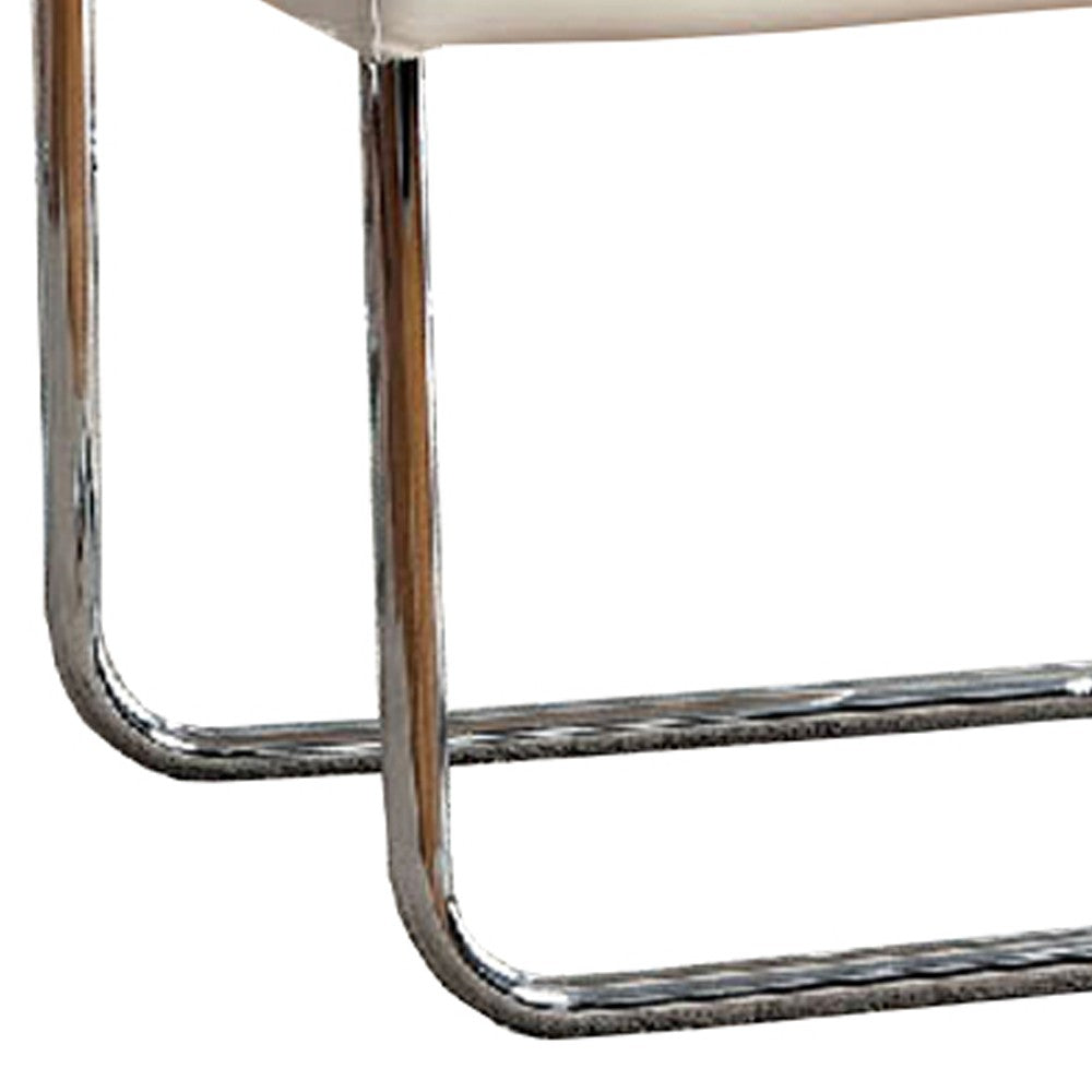 Benzara Lodia I Contemporary Side Chair, White, Set of 2