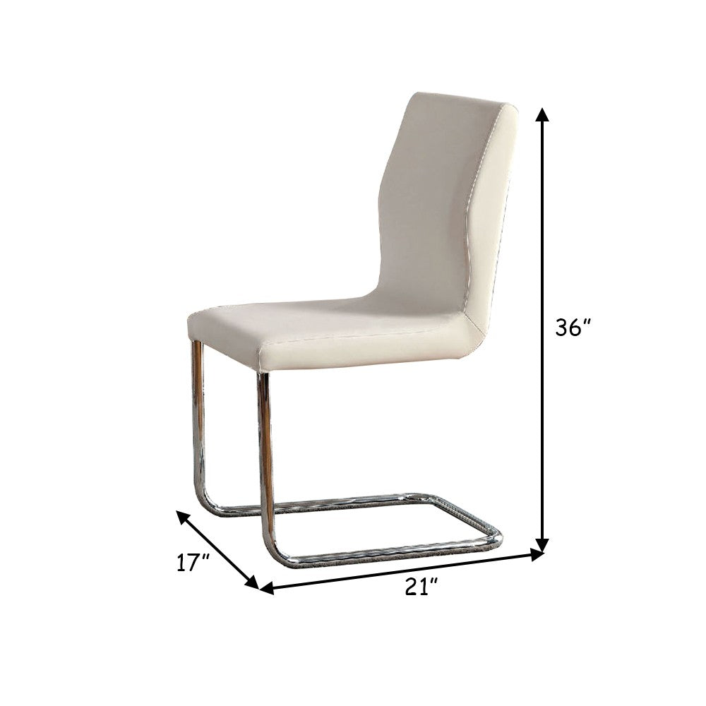 Benzara Lodia I Contemporary Side Chair, White, Set of 2