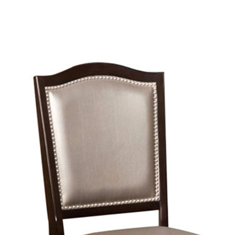 Benzara Harrington Transitional Side Chair With PVC, Brown Finish, Set of 2