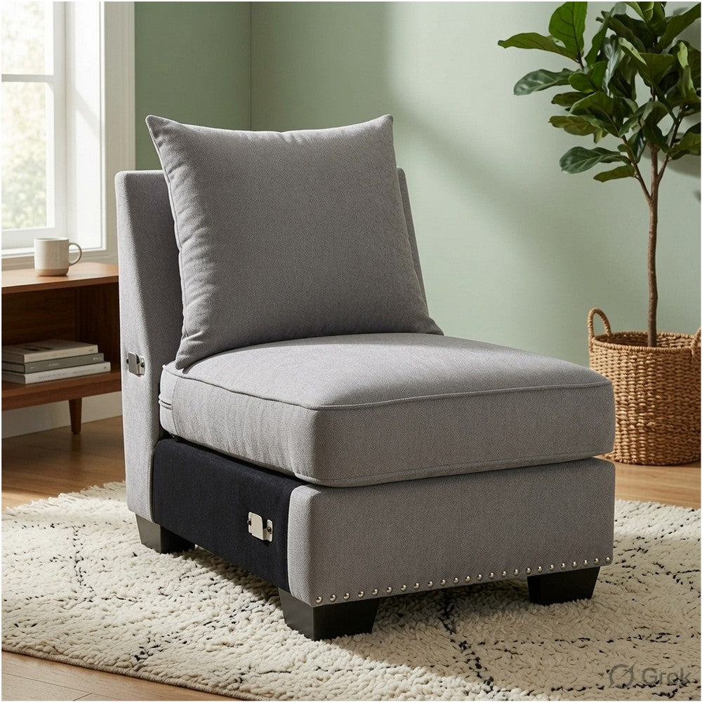 Benzara Skyler II Traditional Armless Chair, Gray Finish