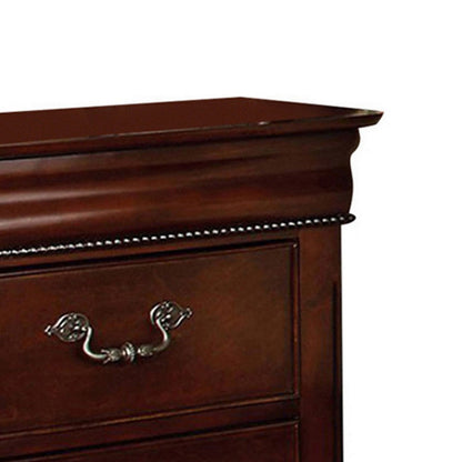 Benzara 2 Drawer Wooden Nightstand with Hidden Top Drawer And Metal Handles, Brown