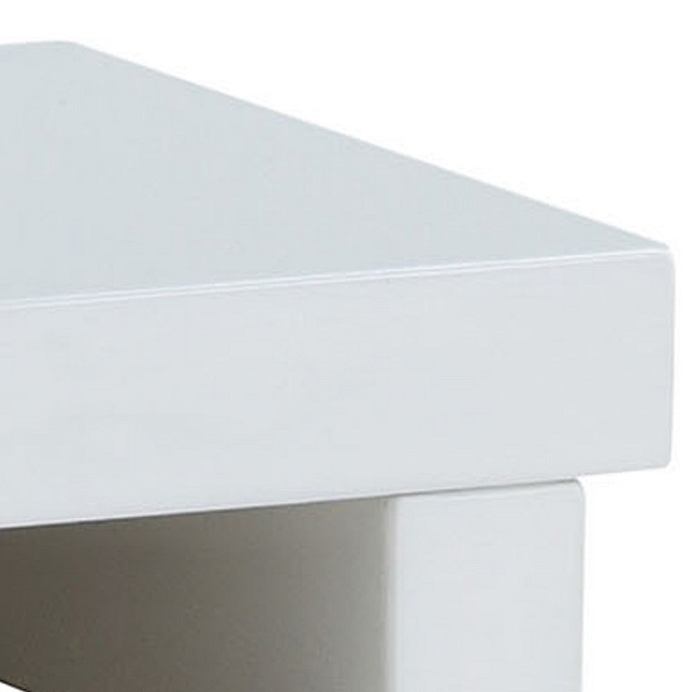 Benzara Finely Designed Contemporary Solid Wood Night Stand, Glossy White