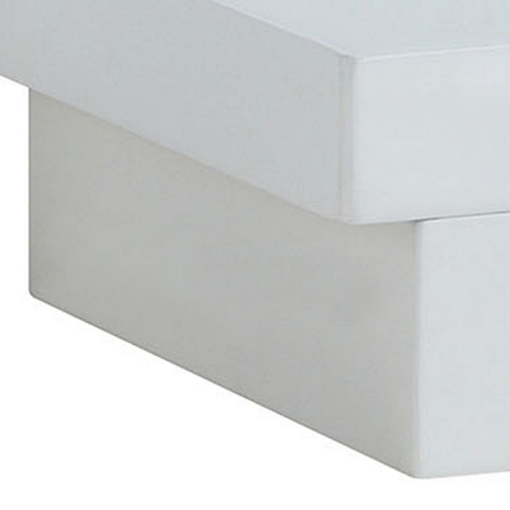 Benzara Finely Designed Contemporary Solid Wood Night Stand, Glossy White
