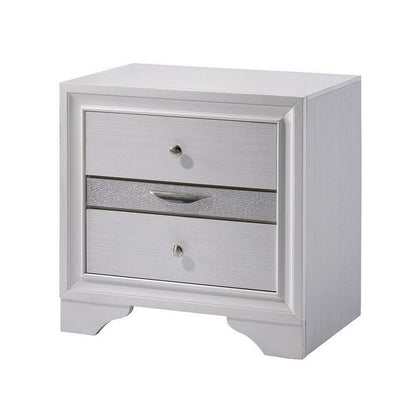 Benzara Contemporary Solid Wood Night Stand With Jewelry Drawers, White