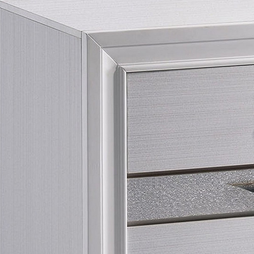 Benzara Contemporary Solid Wood Night Stand With Jewelry Drawers, White