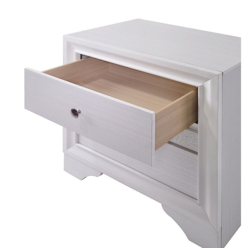 Benzara Contemporary Solid Wood Night Stand With Jewelry Drawers, White