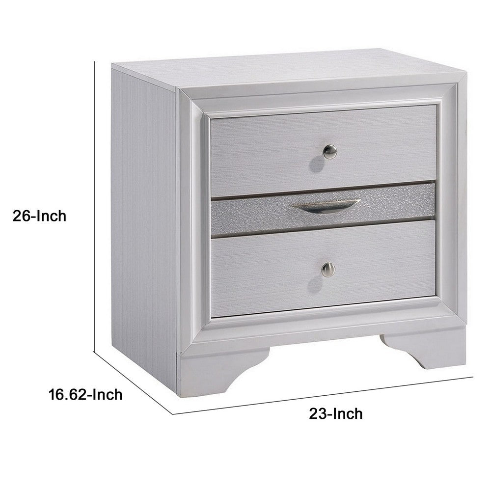 Benzara Contemporary Solid Wood Night Stand With Jewelry Drawers, White