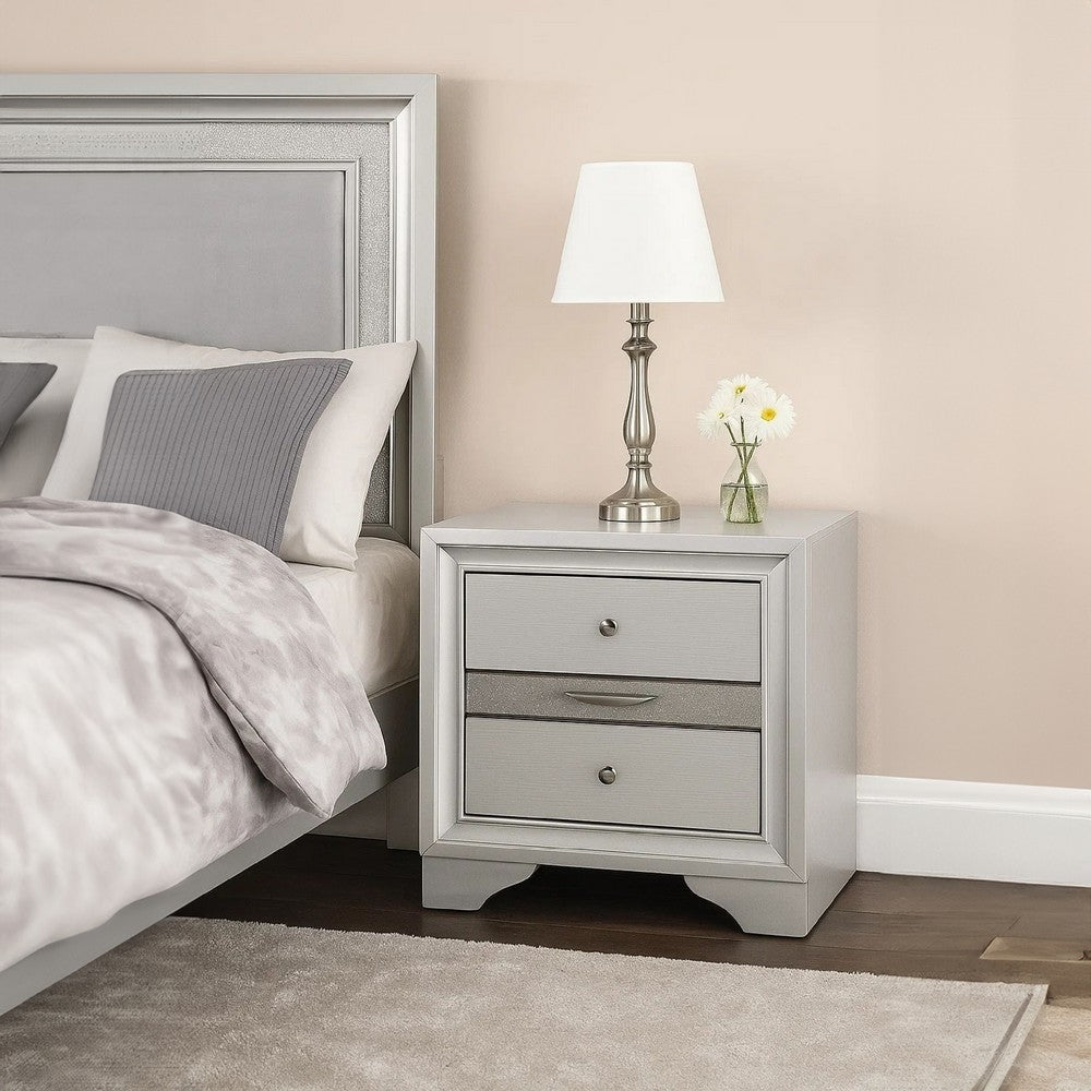 Benzara Contemporary Solid Wood Night Stand With Jewelry Drawers, White