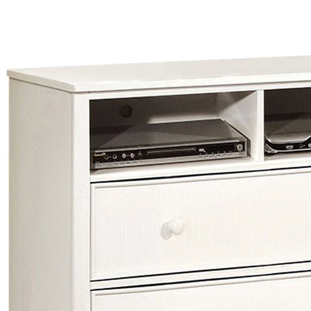 Benzara Contemporary Style Wooden Media Chest, White