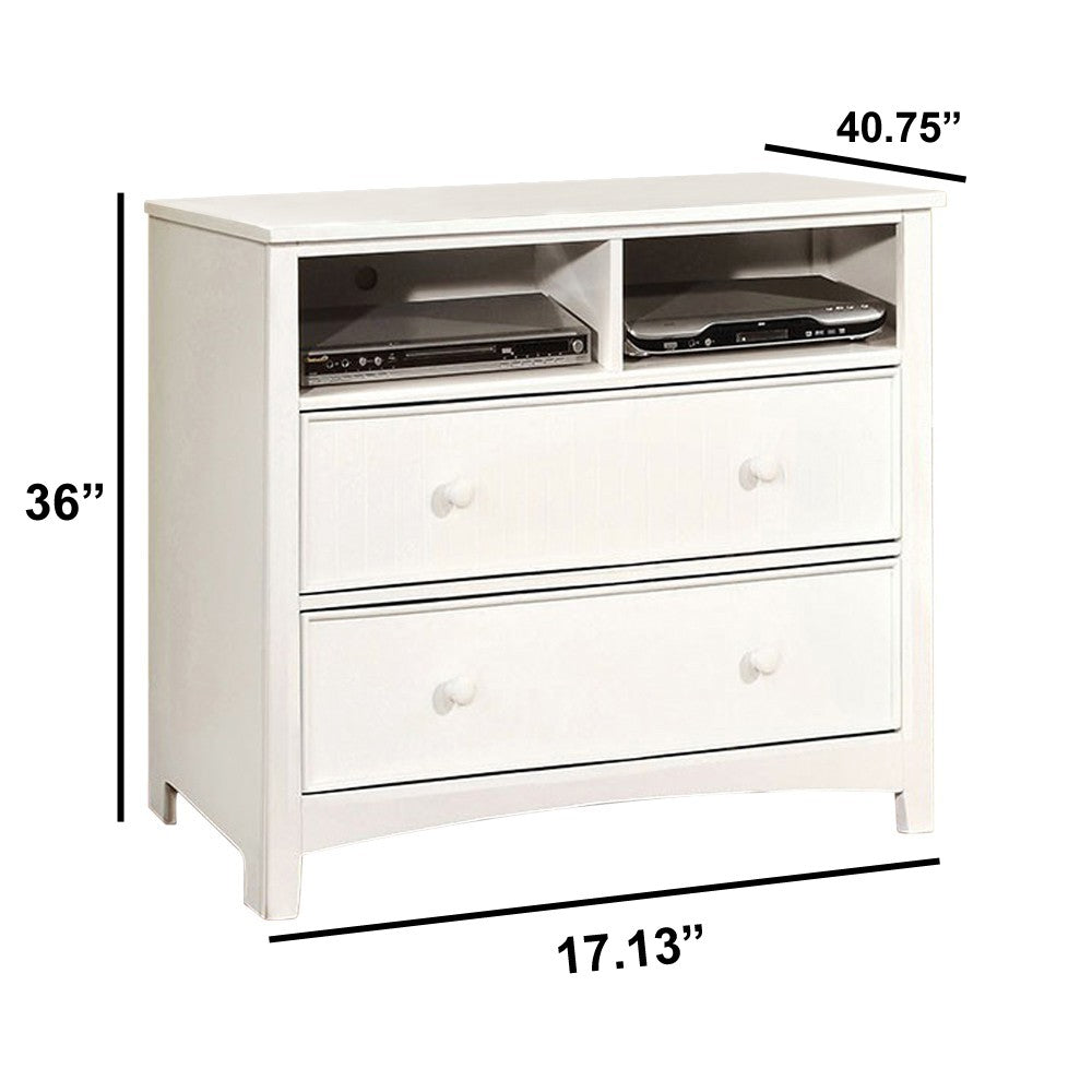 Benzara Contemporary Style Wooden Media Chest, White