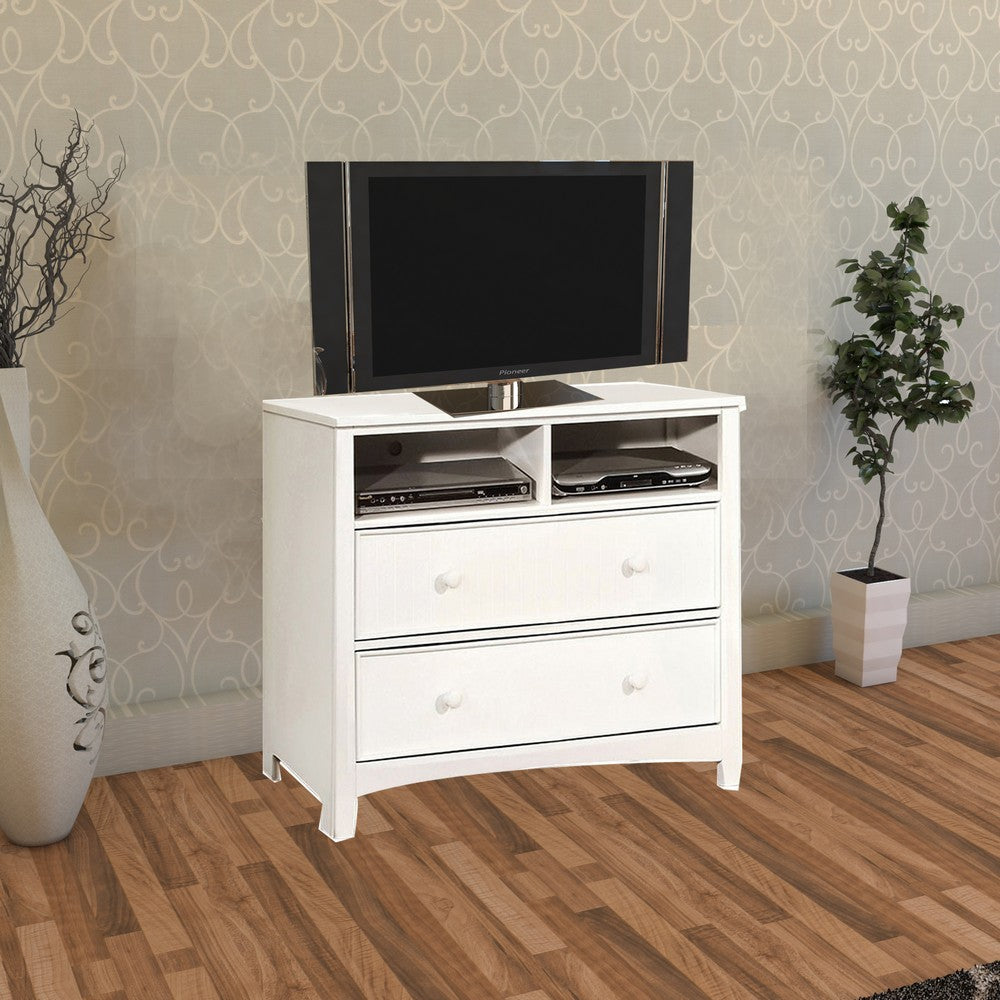 Benzara Contemporary Style Wooden Media Chest, White