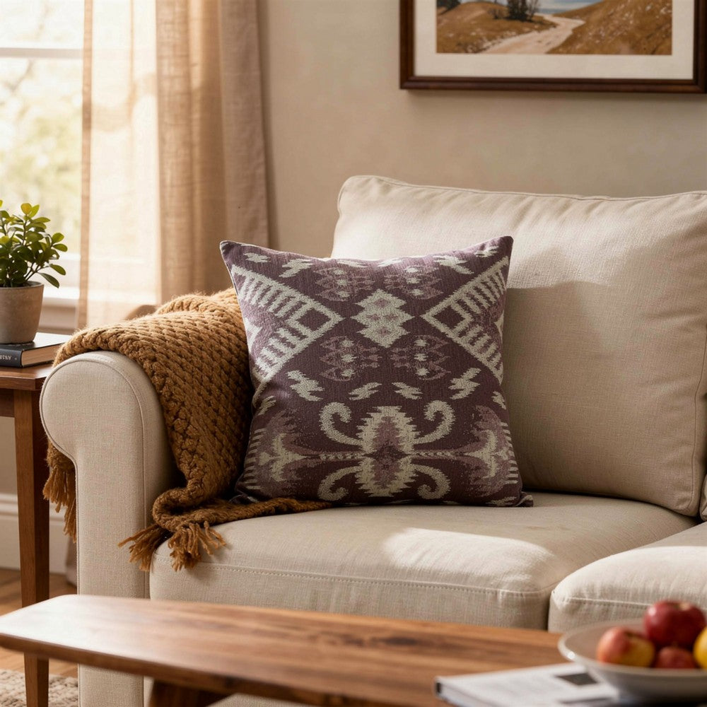 Benzara Contemporary Style Set of 2 Throw Pillows, Purple, White