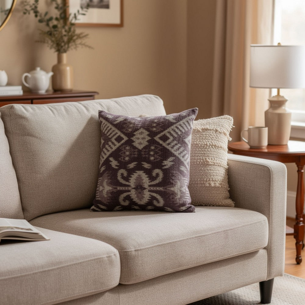 Benzara Contemporary Style Set of 2 Throw Pillows, Purple, White