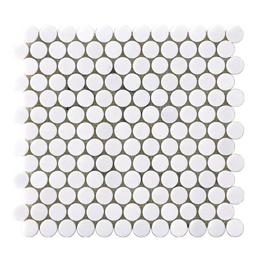 Happy Floors 1" Penny Round 12.2" x 12.4" Stone & Glass Mosaic