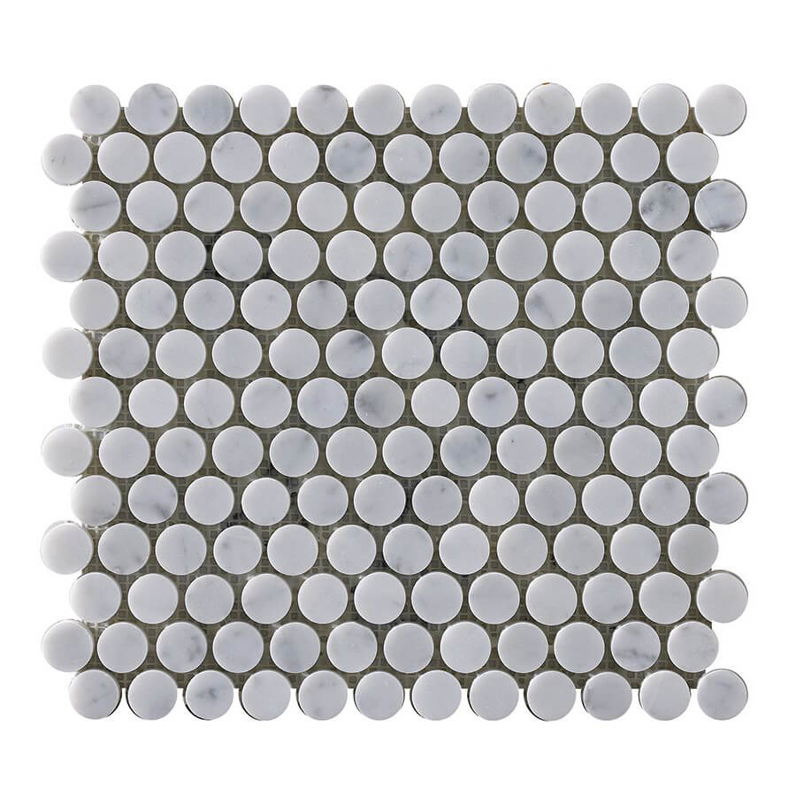 Happy Floors 1" Penny Round 12.2" x 12.4" Stone & Glass Mosaic