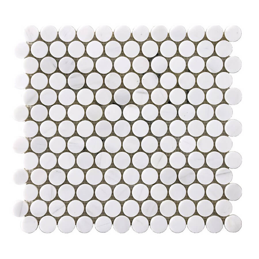 Happy Floors 1" Penny Round 12.2" x 12.4" Stone & Glass Mosaic