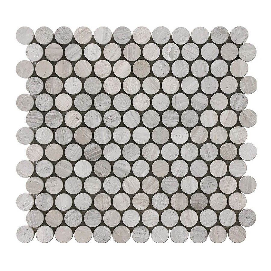 Happy Floors 1" Penny Round 12.2" x 12.4" Stone & Glass Mosaic