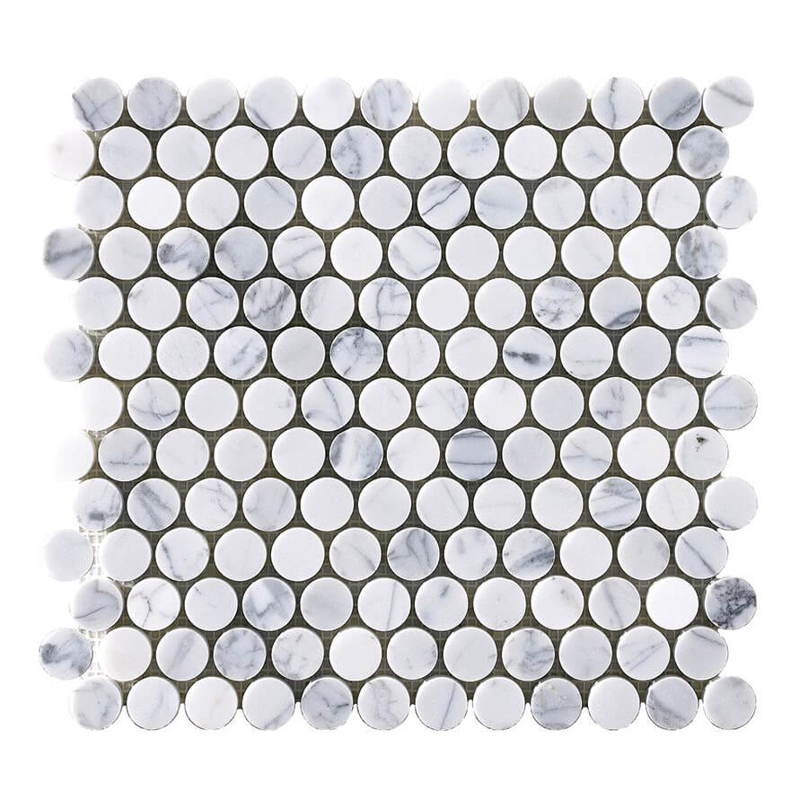 Happy Floors 1" Penny Round 12.2" x 12.4" Stone & Glass Mosaic