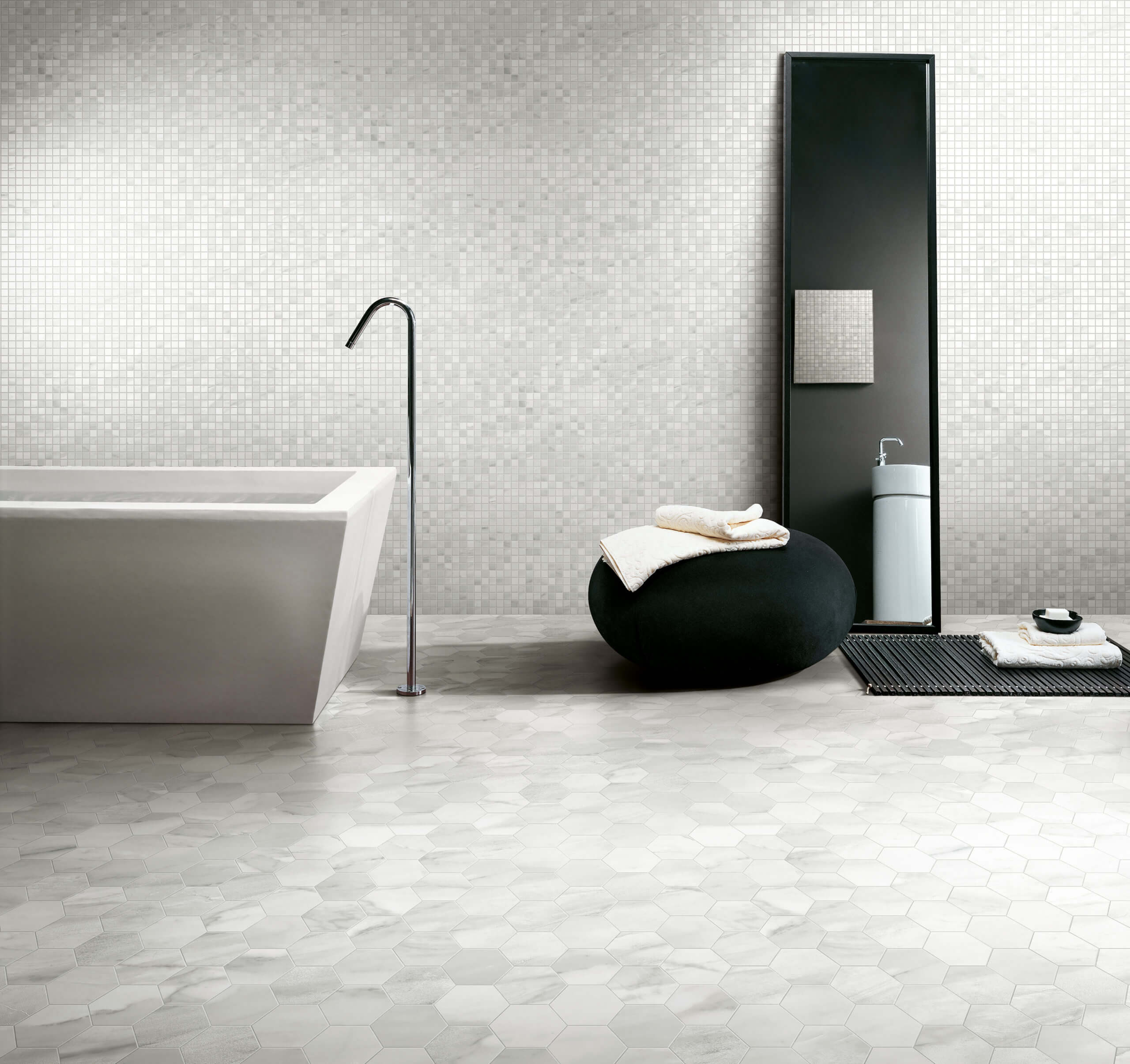 Happy Floors Bardiglio 1 x 1 12" x 12" Porcelain Mosaic (Closeout)