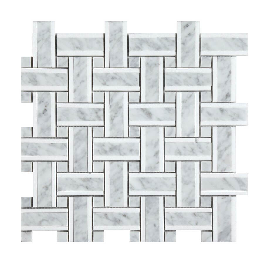 Happy Floors Basketweave 12" x 12" Stone & Glass Mosaic