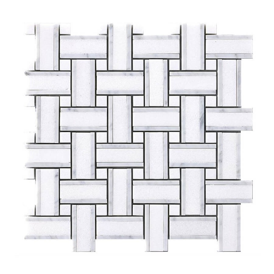 Happy Floors Basketweave 12" x 12" Stone & Glass Mosaic
