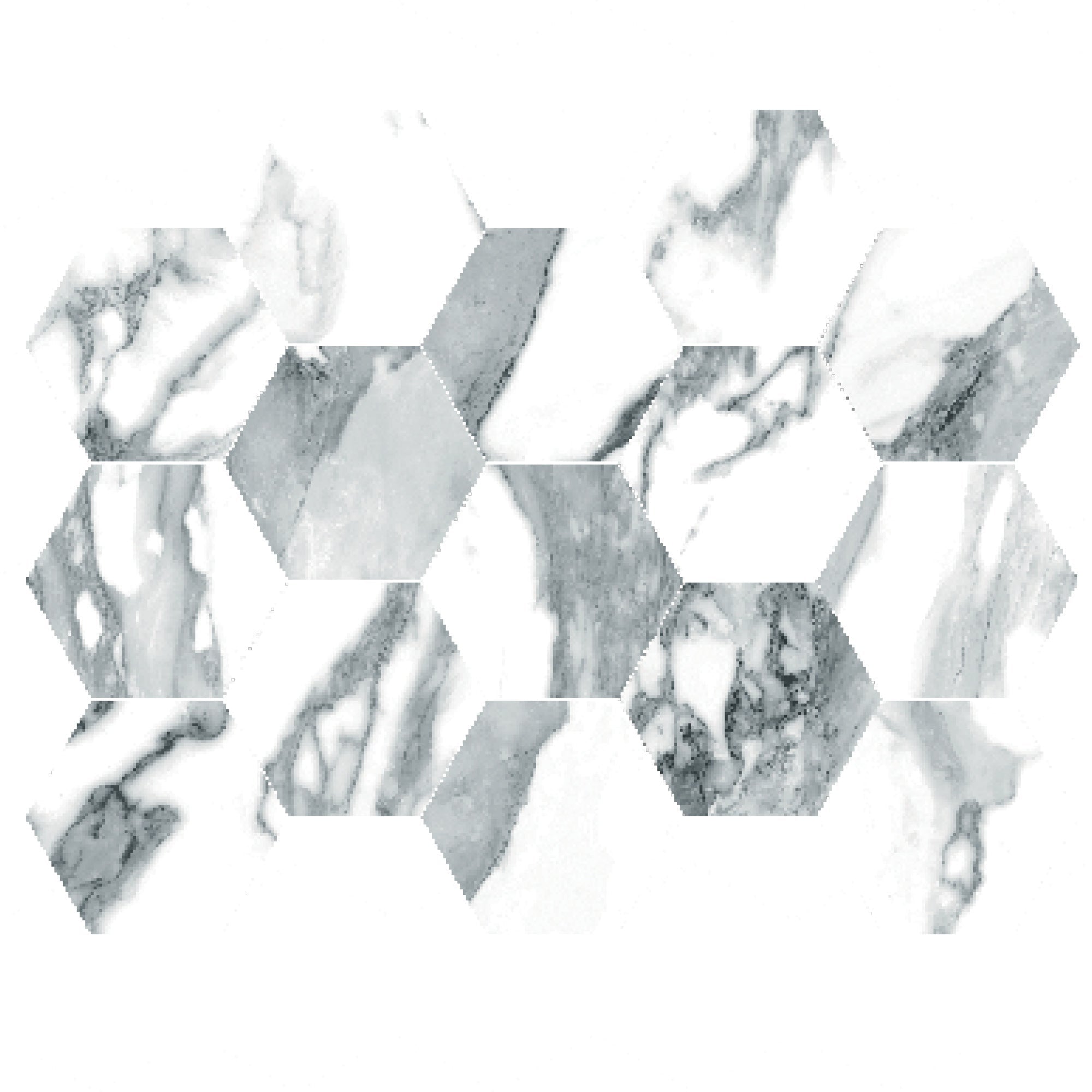 Happy Floors Crash Hexagon 10" x 14" Porcelain Mosaic
