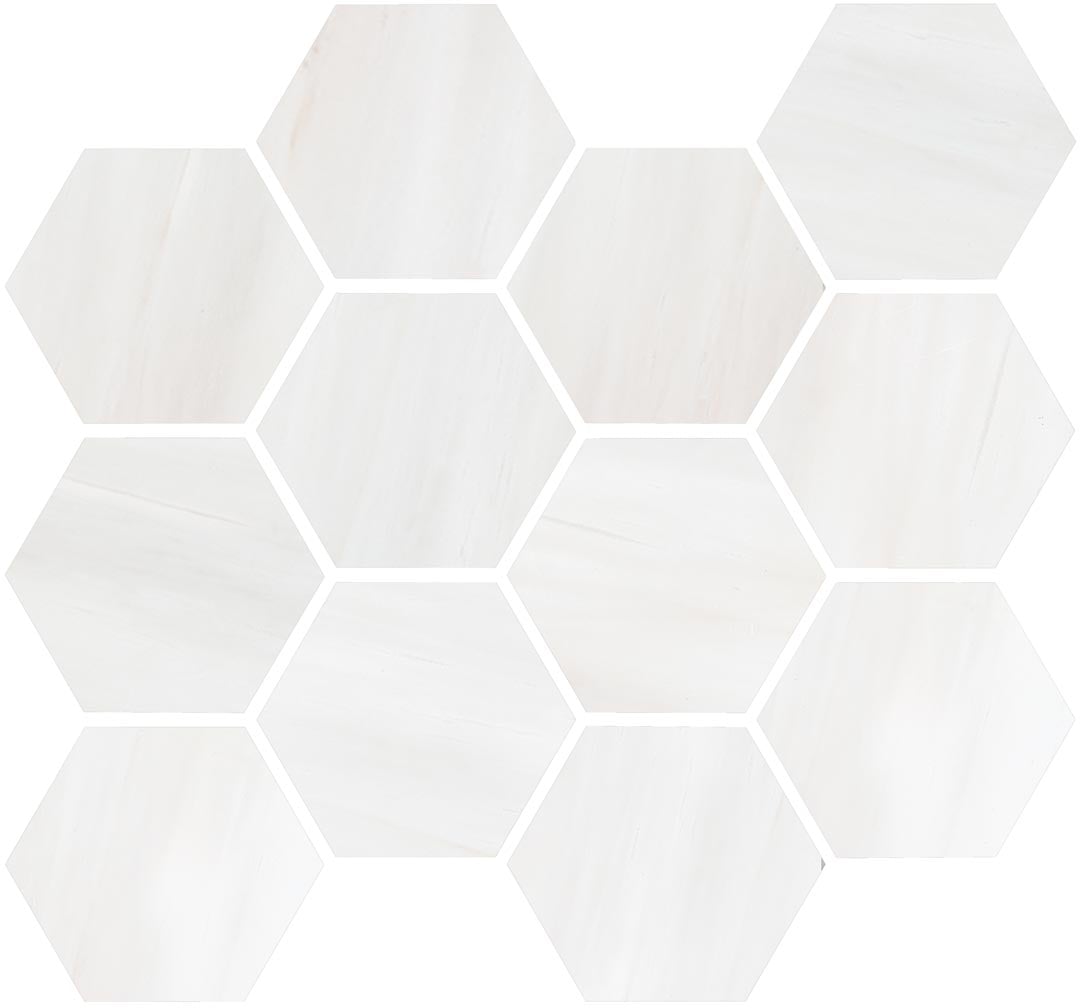Happy Floors Dolomite Hexagon 12" x 14" Porcelain Mosaic