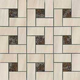 Happy Floors Dolomite Pinwheel 12" x 12" Porcelain Mosaic