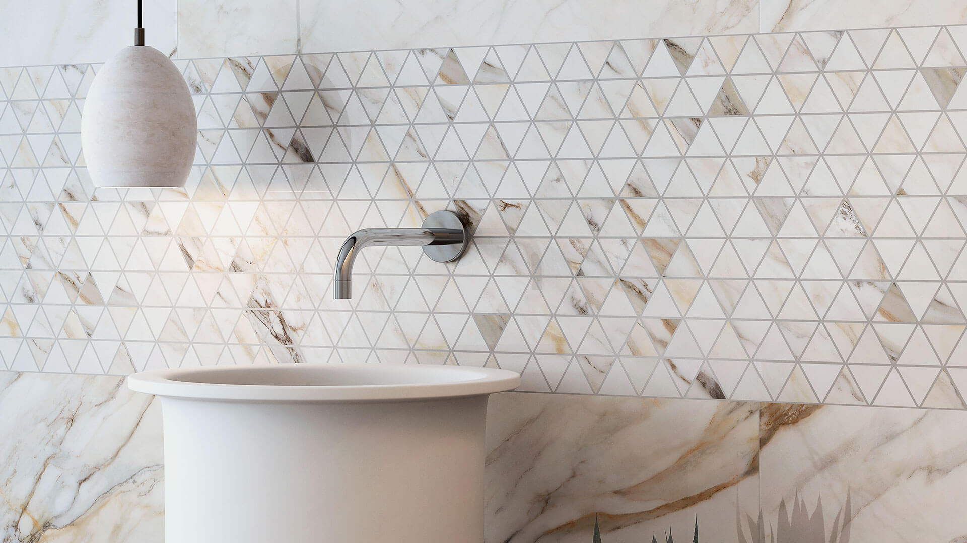 Happy Floors Dorian Triangle 12" x 12" Porcelain Mosaic