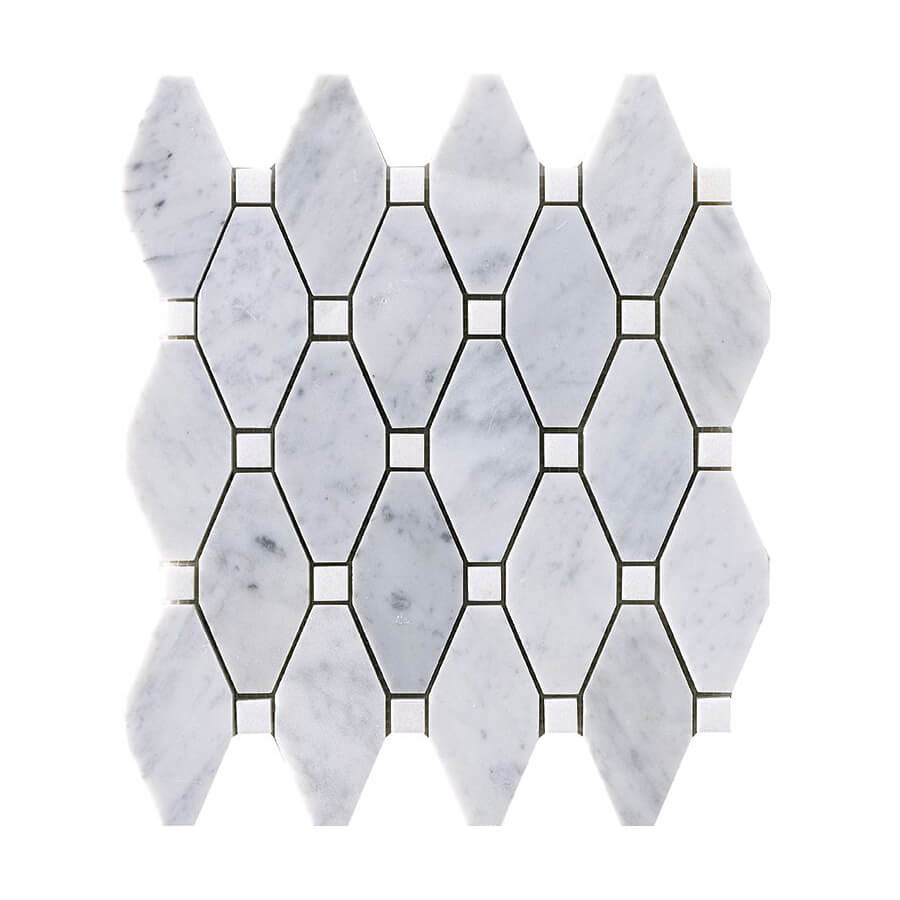 Happy Floors Elongated Hexagon 10.3" x 11.2" Stone & Glass Mosaic