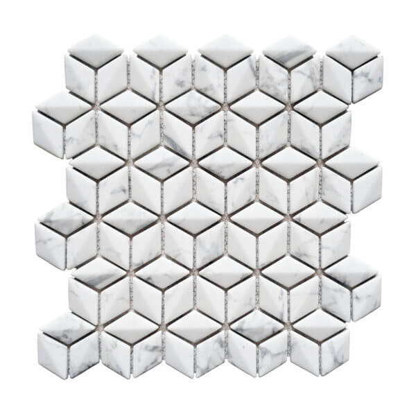 Happy Floors Endura 3D Rhomboid 10.5" x 10.5" Stone & Glass Mosaic (Closeout)