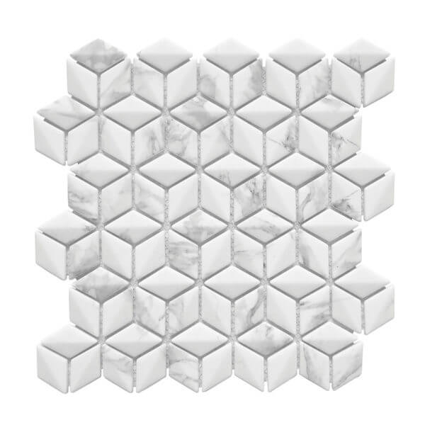 Happy Floors Endura 3D Rhomboid 10.5" x 10.5" Stone & Glass Mosaic (Closeout)