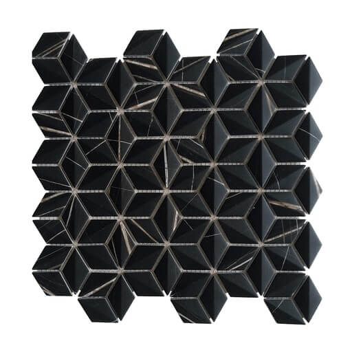 Happy Floors Endura 3D Rhomboid 10.5" x 10.5" Stone & Glass Mosaic (Closeout)
