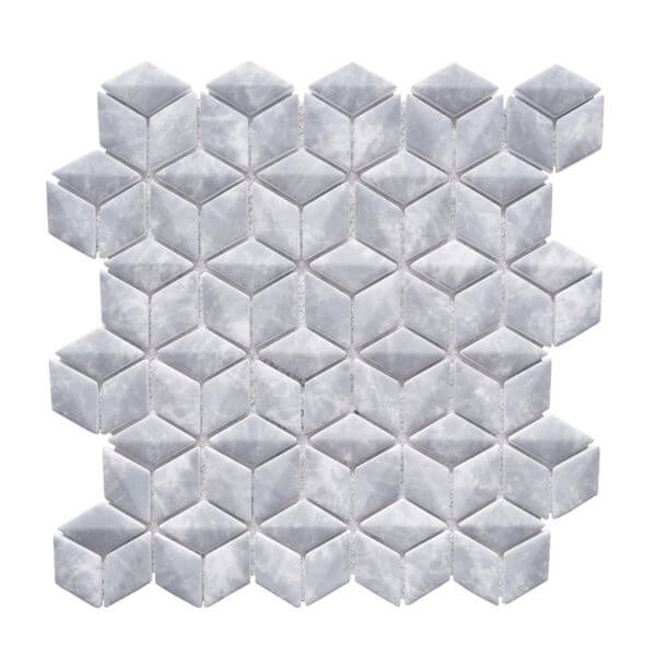Happy Floors Endura 3D Rhomboid 10.5" x 10.5" Stone & Glass Mosaic (Closeout)