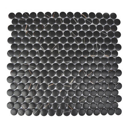 Happy Floors Endura Pennyround 11.5" x 12.5" Stone & Glass Mosaic