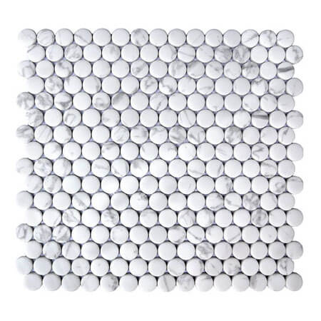 Happy Floors Endura Pennyround 11.5" x 12.5" Stone & Glass Mosaic