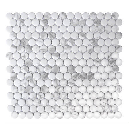 Happy Floors Endura Pennyround 11.5" x 12.5" Stone & Glass Mosaic